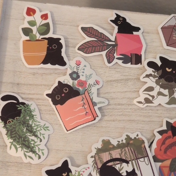 Hallmark Black Cat Plant Stickers - Picture 5 of 11